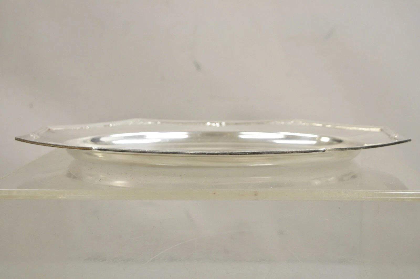 Vintage Reed & Barton Edwardian Silver Plated Octagonal Serving Platter Tray For Sale 4