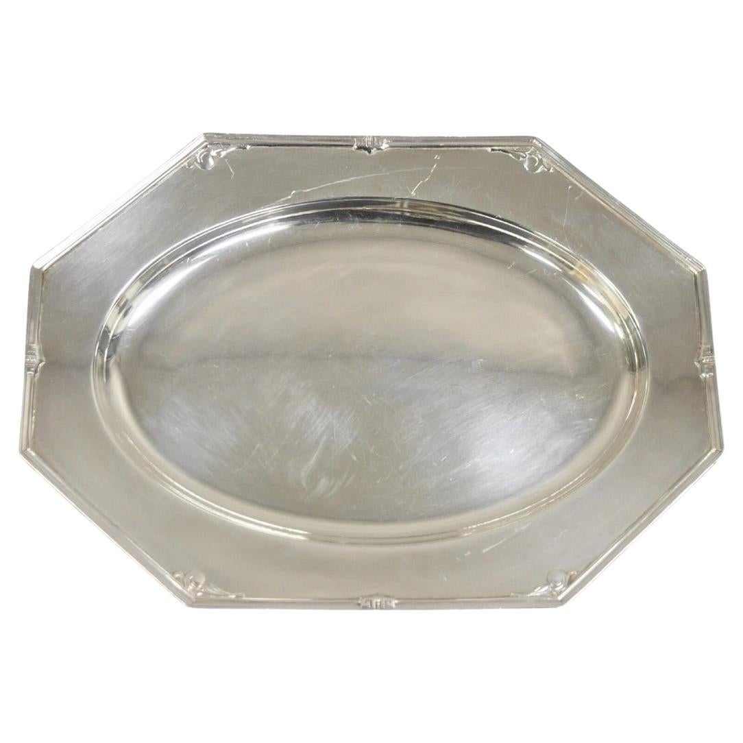 Bandeja octogonal chapada en plata de la época eduardiana Reed & Barton