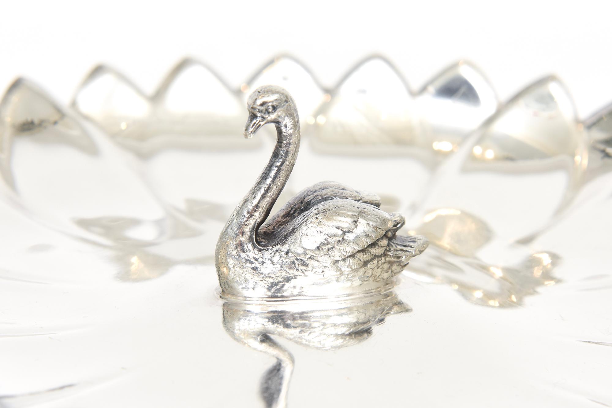 Placcato argento Reed & Barton Silver-Plate Swan Bowl, piatto o servizio d'argento d'epoca in vendita