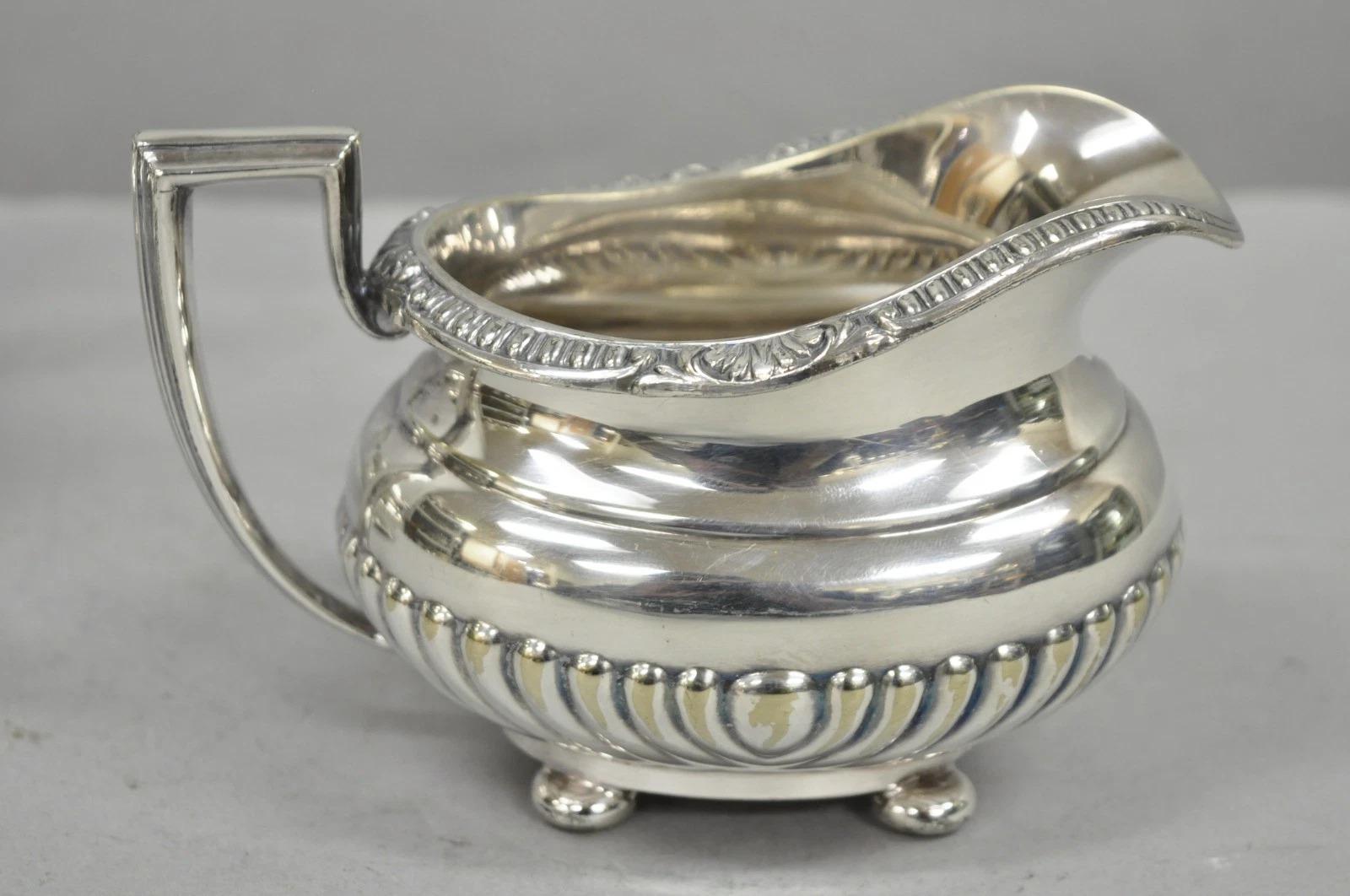 Vintage Reed & Barton Sulgrave Manor Edwardian Silver Plated Tea Set - 4 Pc Set For Sale 6
