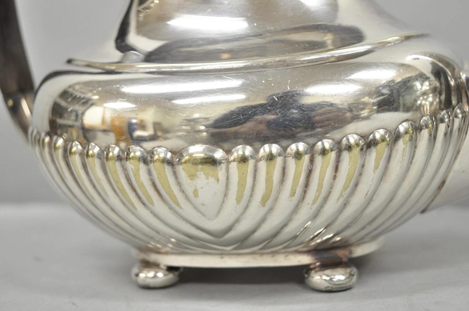 Vintage Reed & Barton Sulgrave Manor Edwardian Silver Plated Tea Set - 4 Pc Set For Sale 2