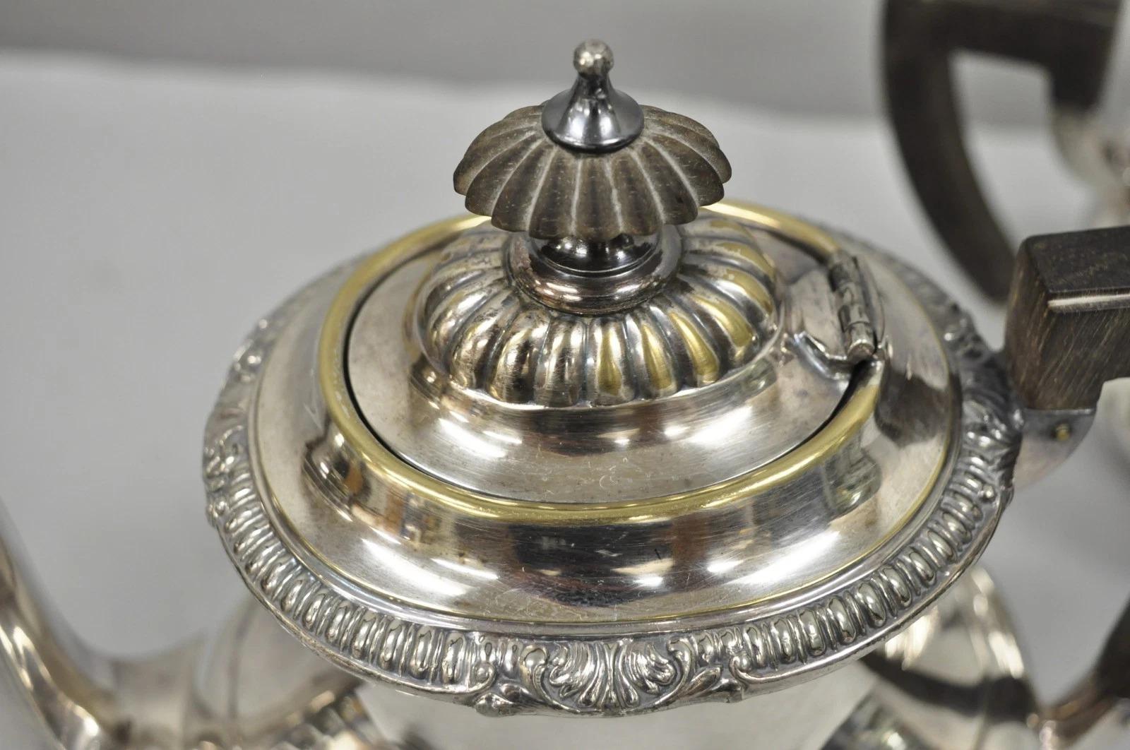 Vintage Reed & Barton Sulgrave Manor Edwardian Silver Plated Tea Set - 4 Pc Set For Sale 4
