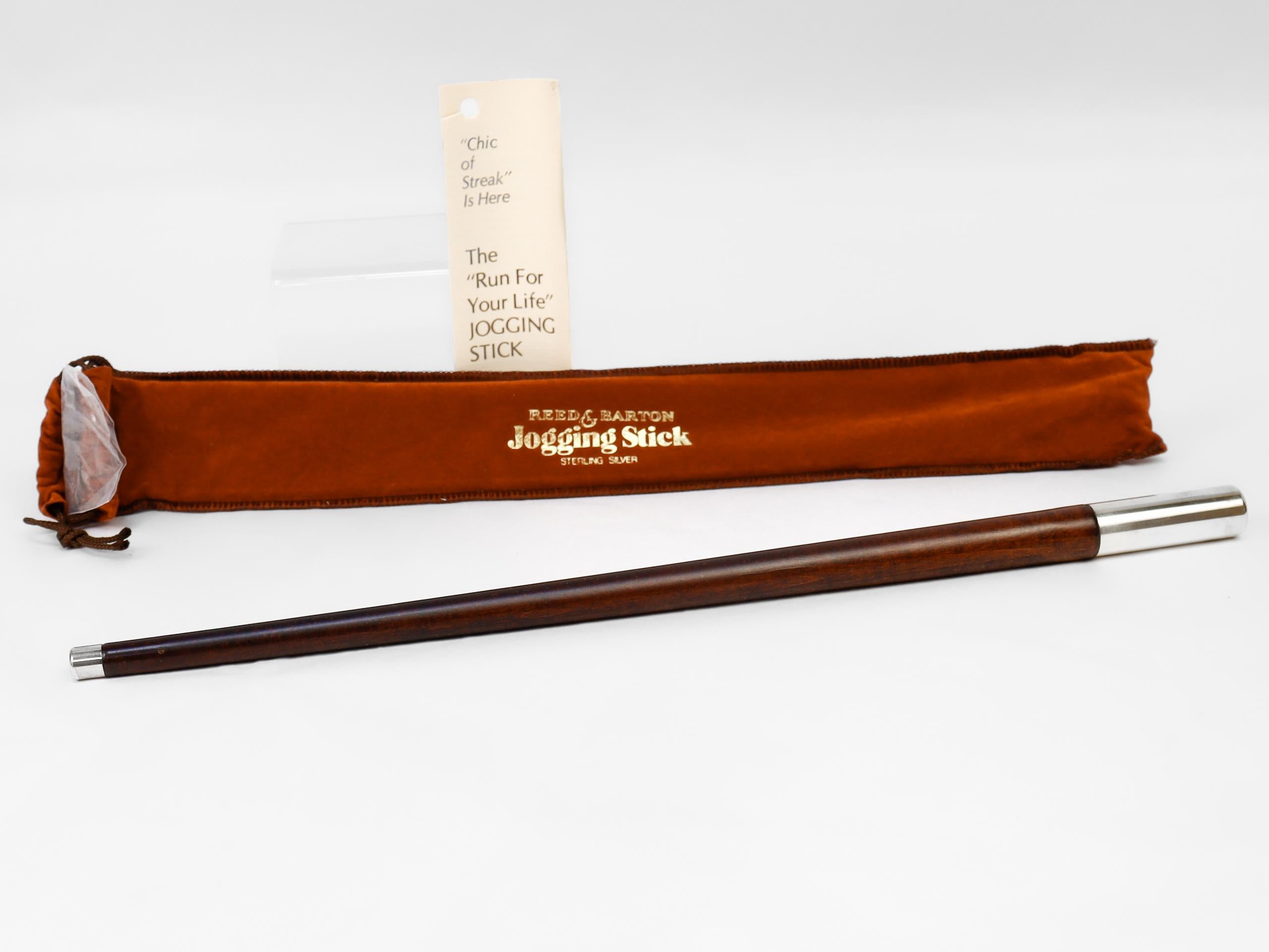 Reed & Barton d'epoca in legno e argento, bastone da jogging in vendita 5