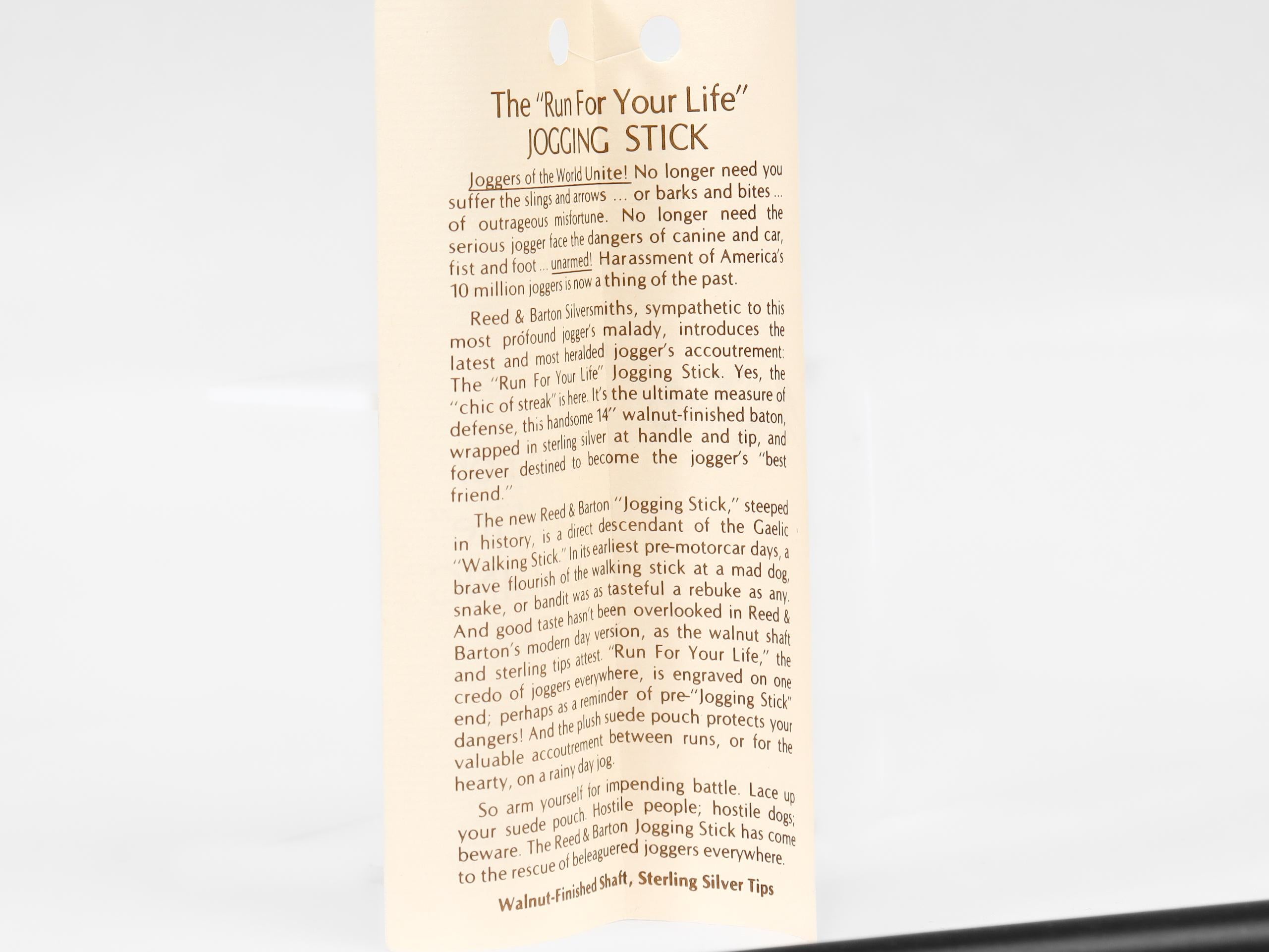 Reed & Barton d'epoca in legno e argento, bastone da jogging in vendita 7