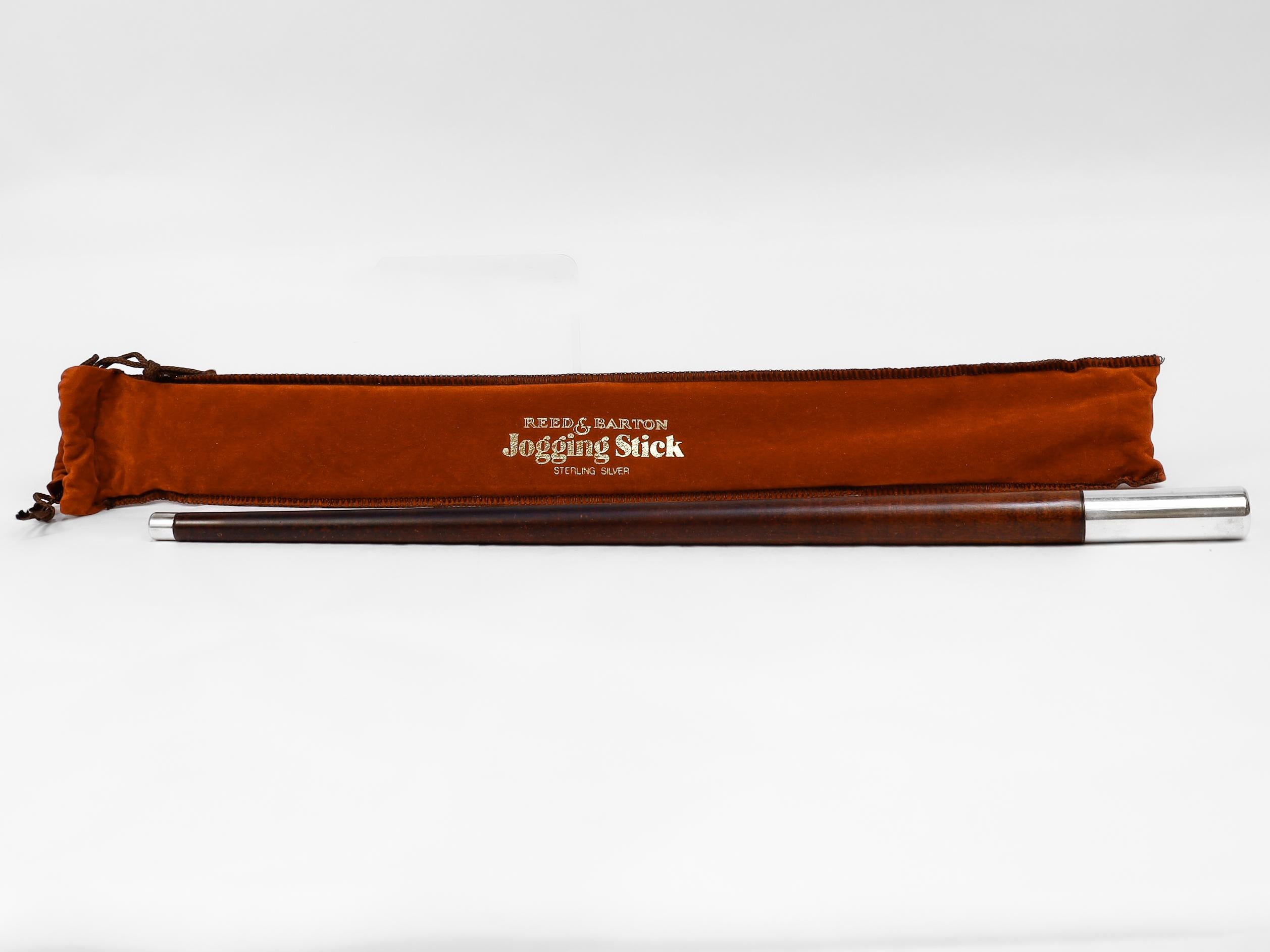 Mid-Century moderno Reed & Barton d'epoca in legno e argento, bastone da jogging in vendita