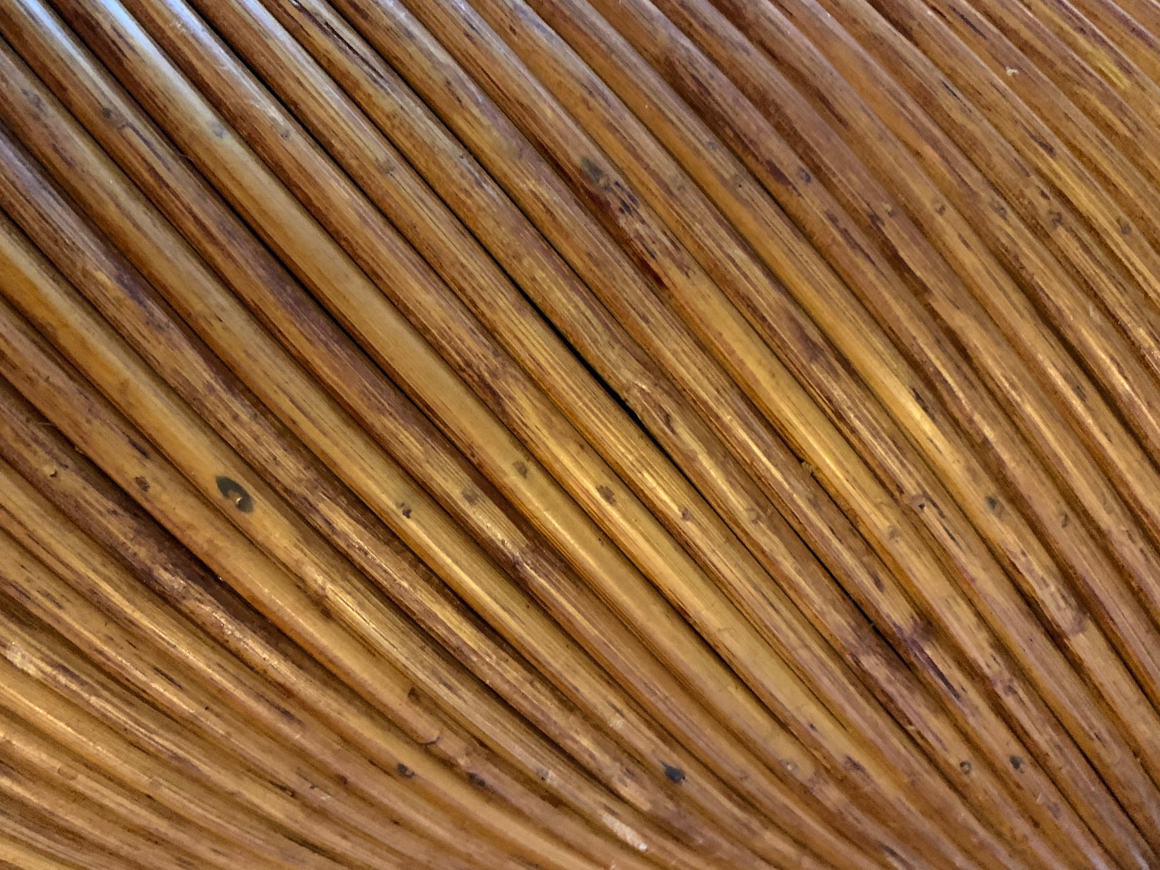 Hand-Crafted Hollywood Regency Gabriella Crespi Style Split Pencil Reed Rattan Table