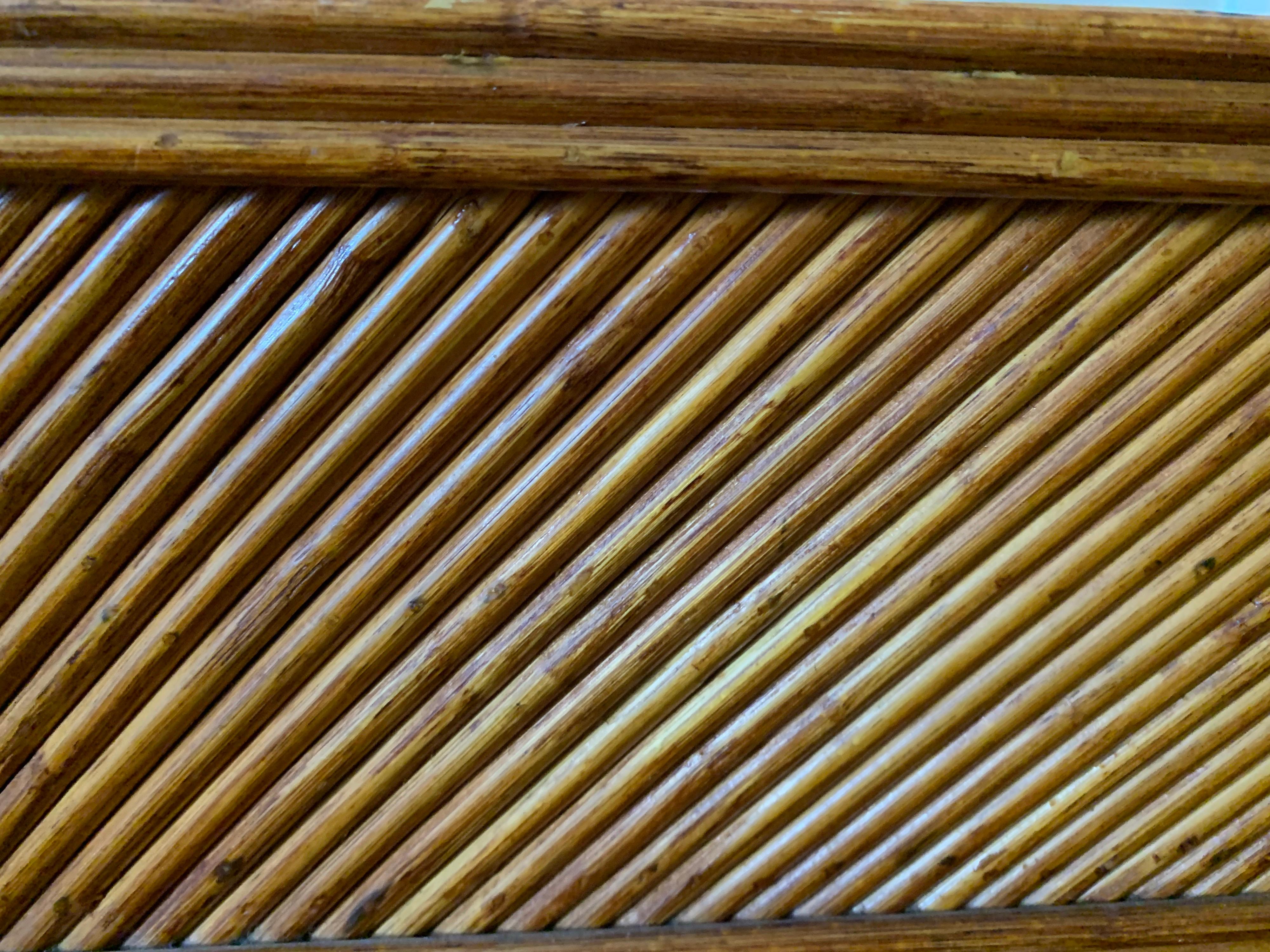 Hollywood Regency Gabriella Crespi Style Split Pencil Reed Rattan Table 1