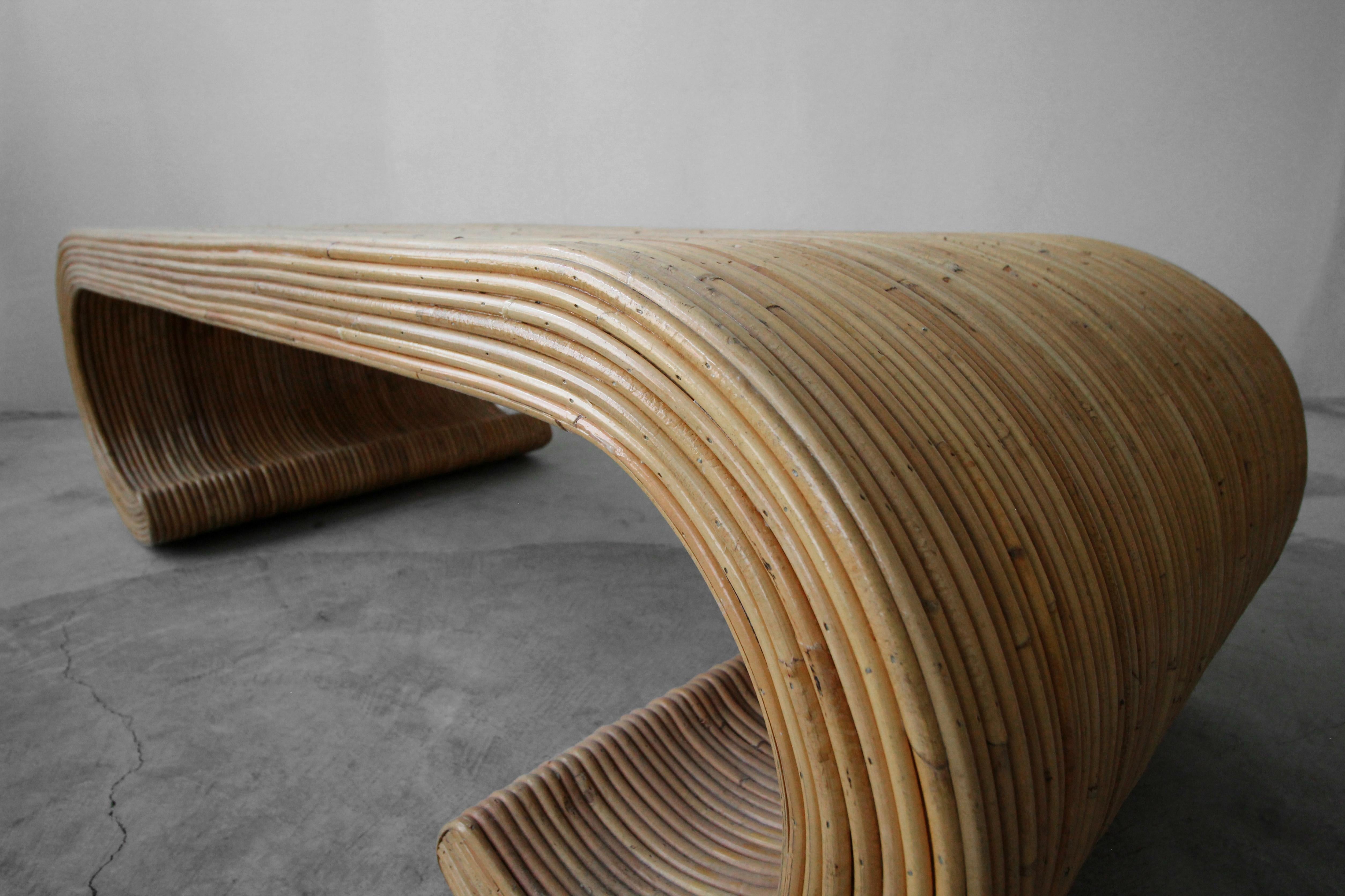 vintage rattan coffee table