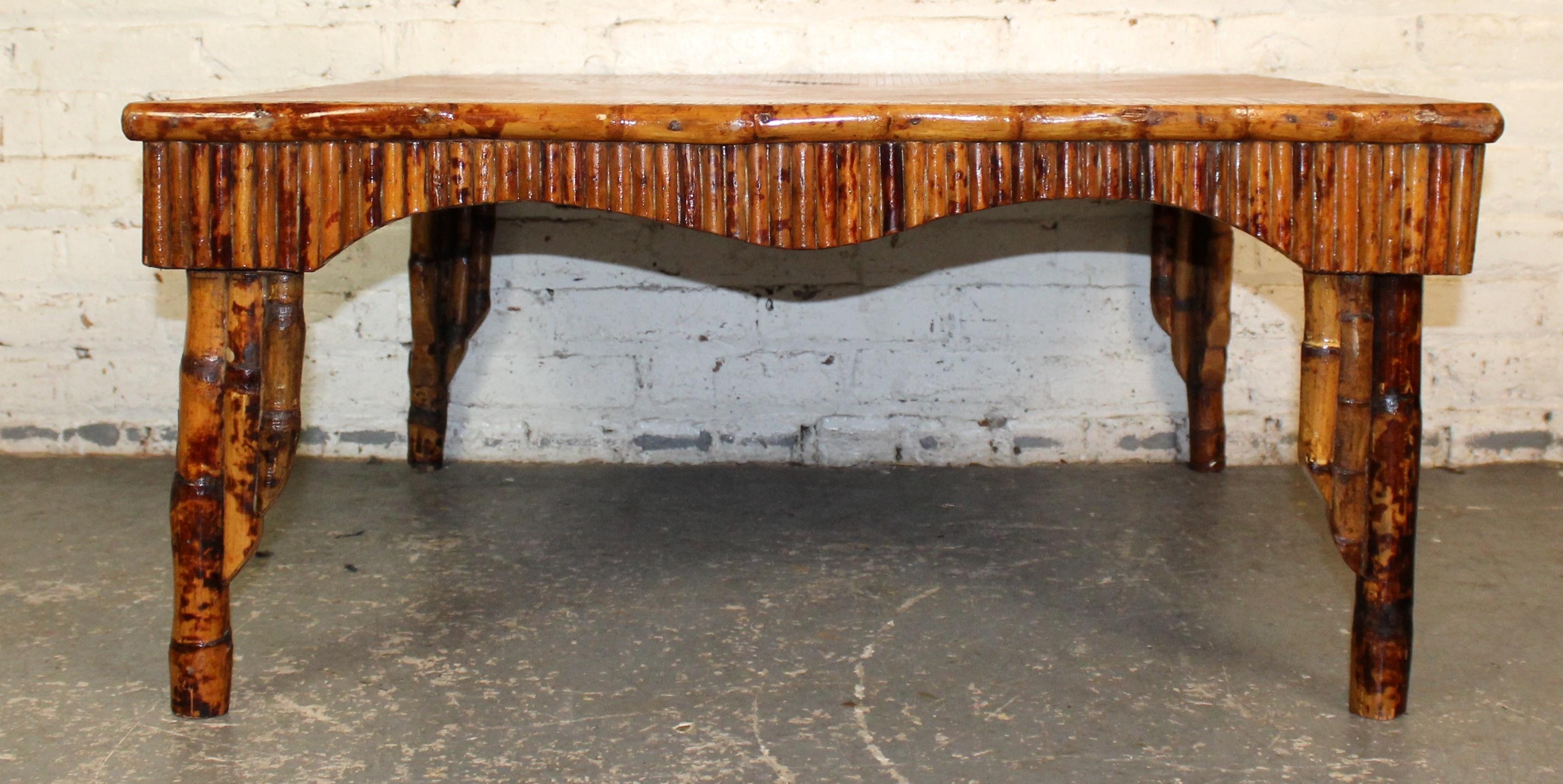 Arts and Crafts Vintage Reeded Coffee Table in the Style of Thomas Molesworth For Sale