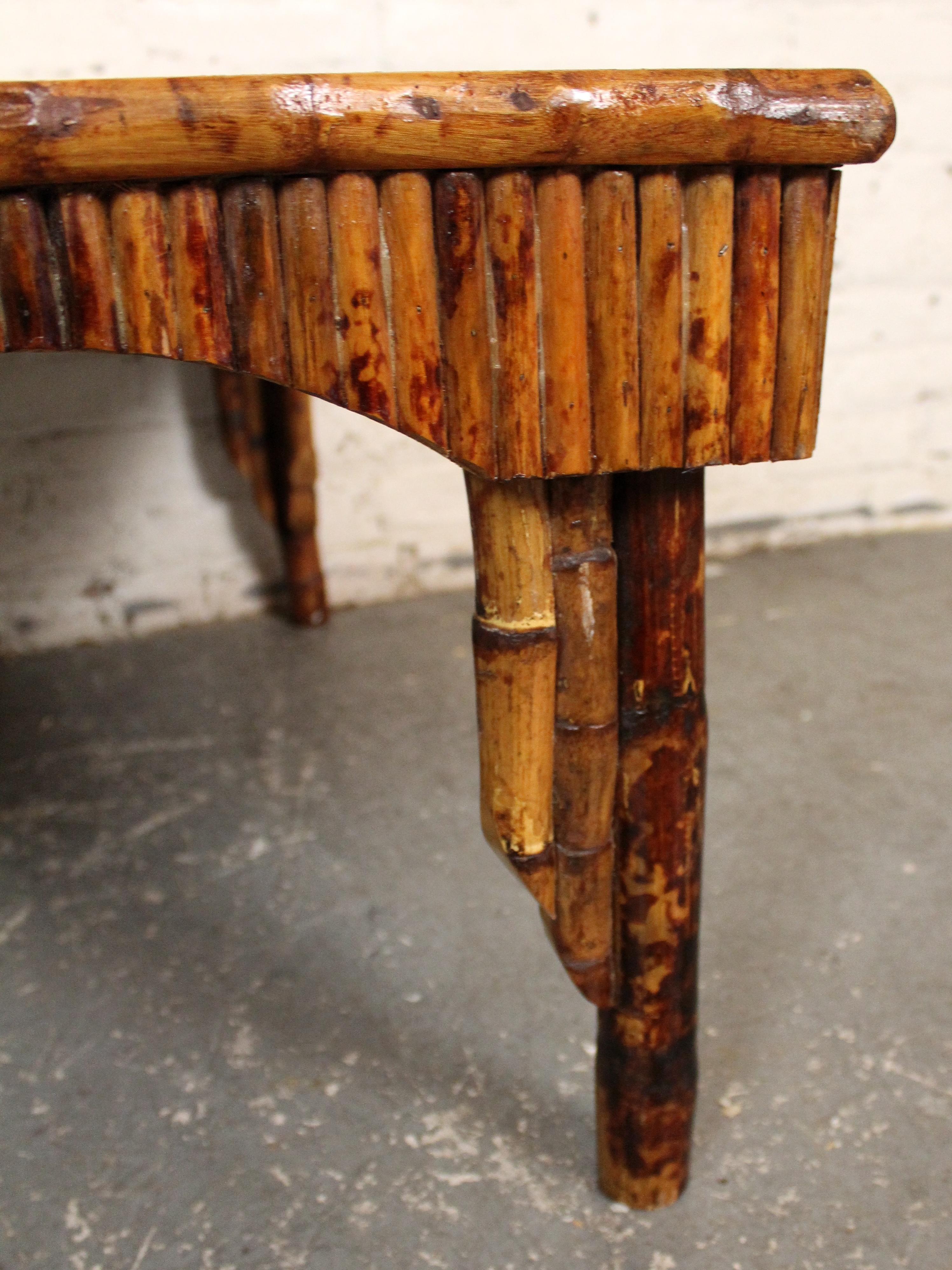 Bamboo Vintage Reeded Coffee Table in the Style of Thomas Molesworth For Sale