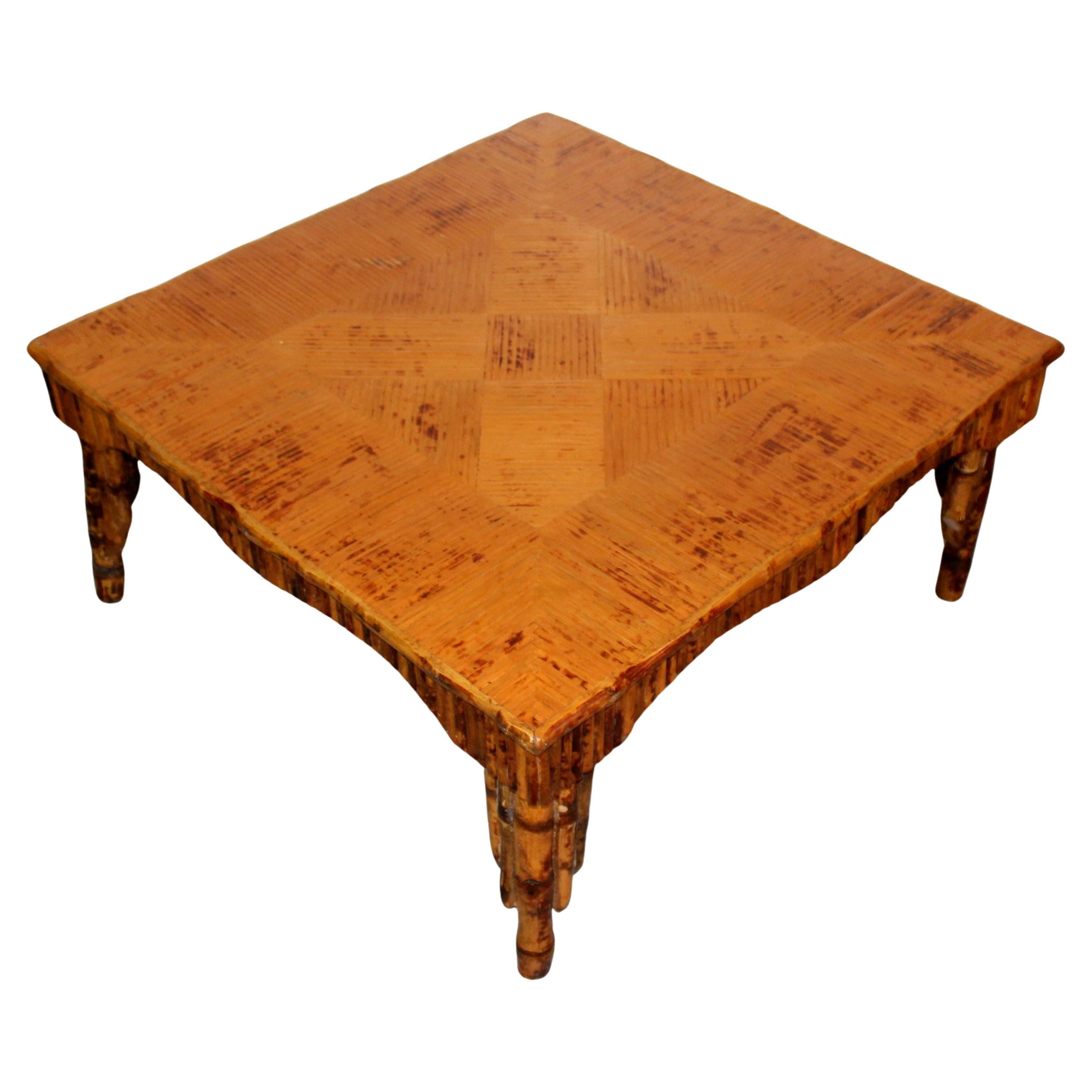 Vintage Reeded Coffee Table in the Style of Thomas Molesworth For Sale