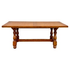 Vintage Refectory Style Dining Table With Turned Baluster Legs & Trestle Base
