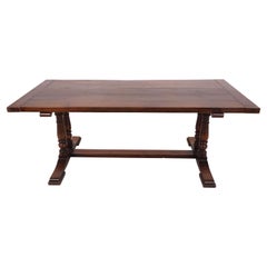 Vintage Refectory Table, 5 Plank Oak, Farmhouse Table, Scotland 1960, B2392