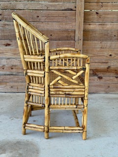 Vintage Refinished Organic Modern Brighton Pavilion Style Rattan Cane Side Chair