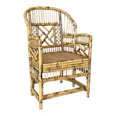 Vintage Refinished Organic Modern Brighton Pavilion Style Rattan Cane Side Chair