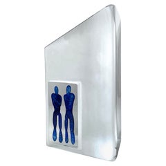 Escultura de cristal Vintage Reflections de Bertil Vallian para Kosta Boda c 1995