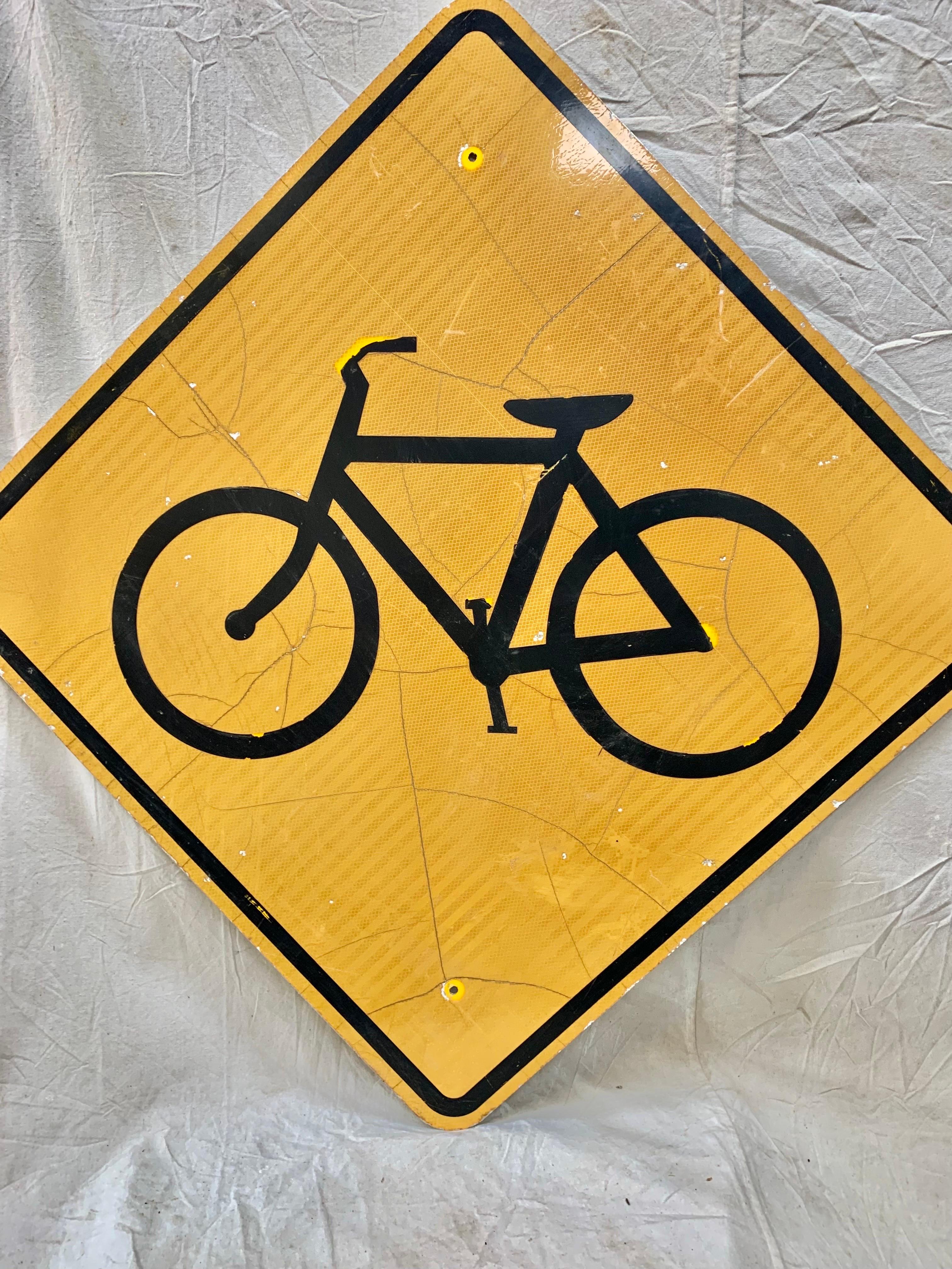 American Vintage Reflective Bicycle Road Sign For Sale