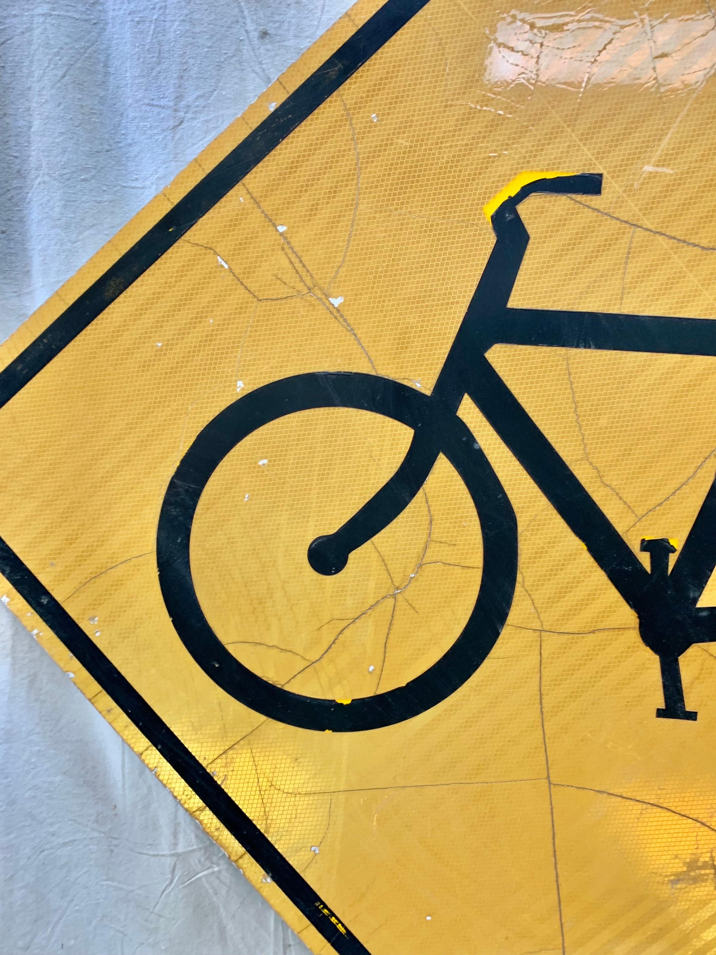 Vintage Reflective Bicycle Road Sign In Good Condition For Sale In Burton, TX