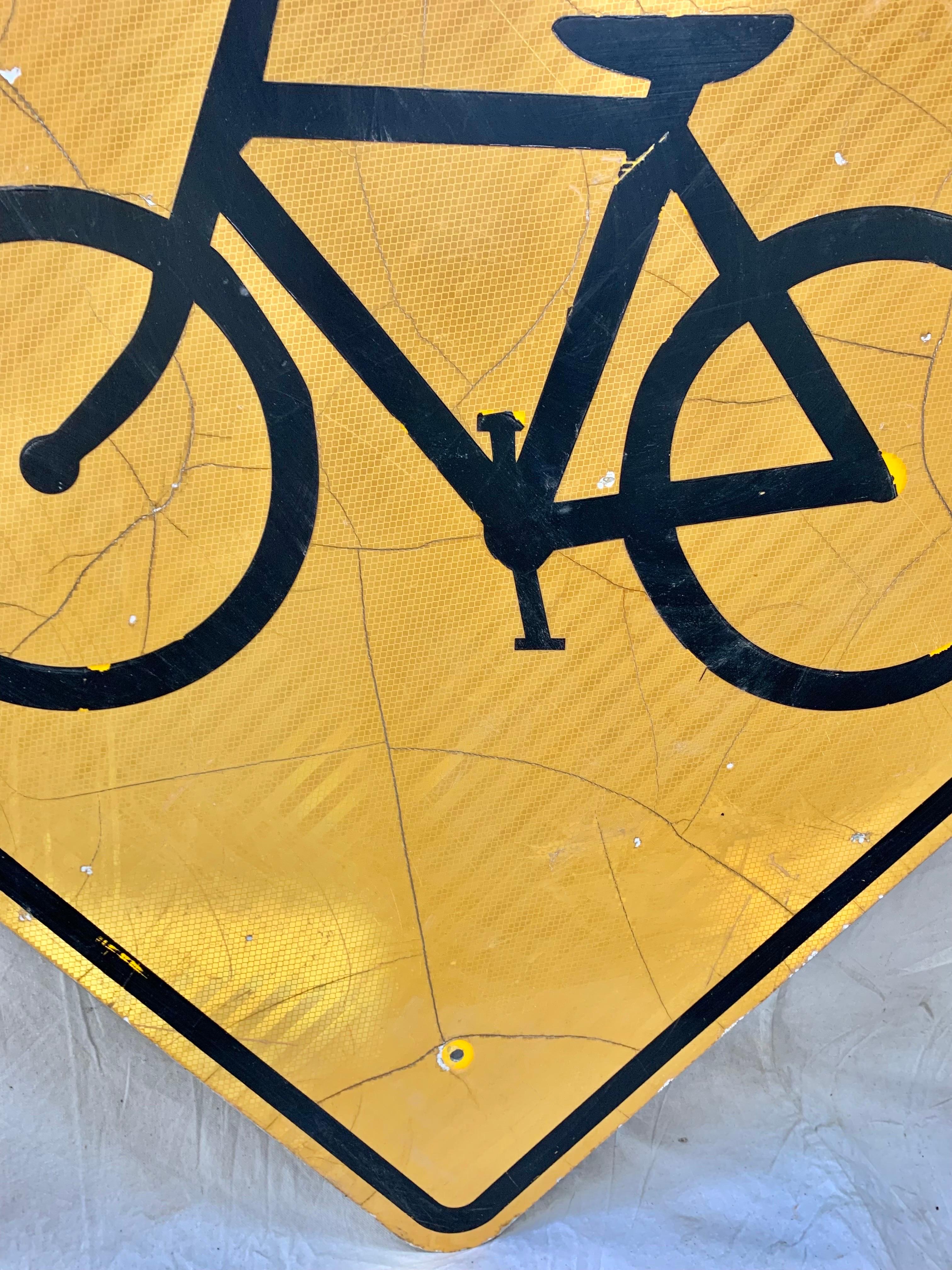 20th Century Vintage Reflective Bicycle Road Sign For Sale