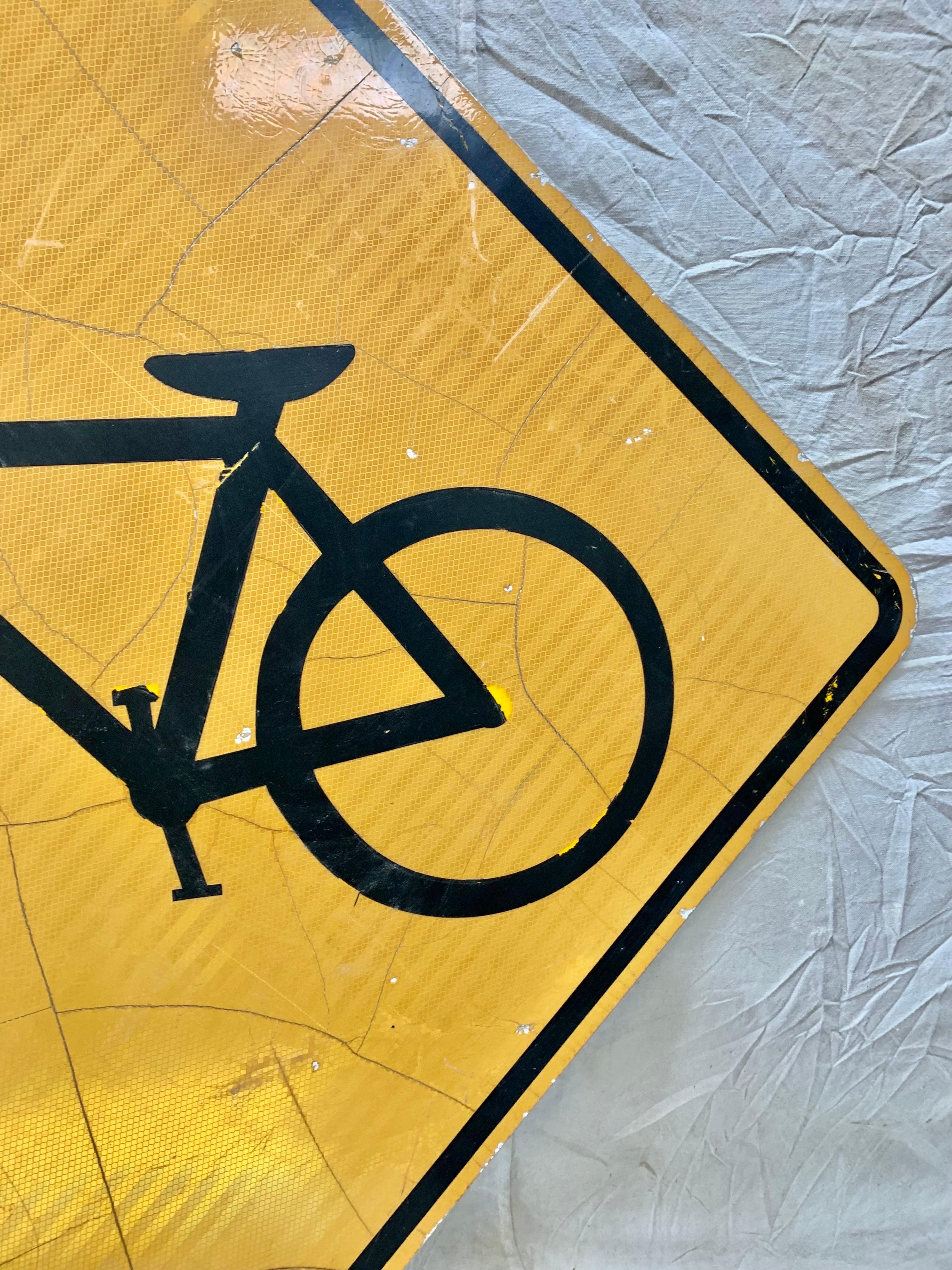 Metal Vintage Reflective Bicycle Road Sign For Sale