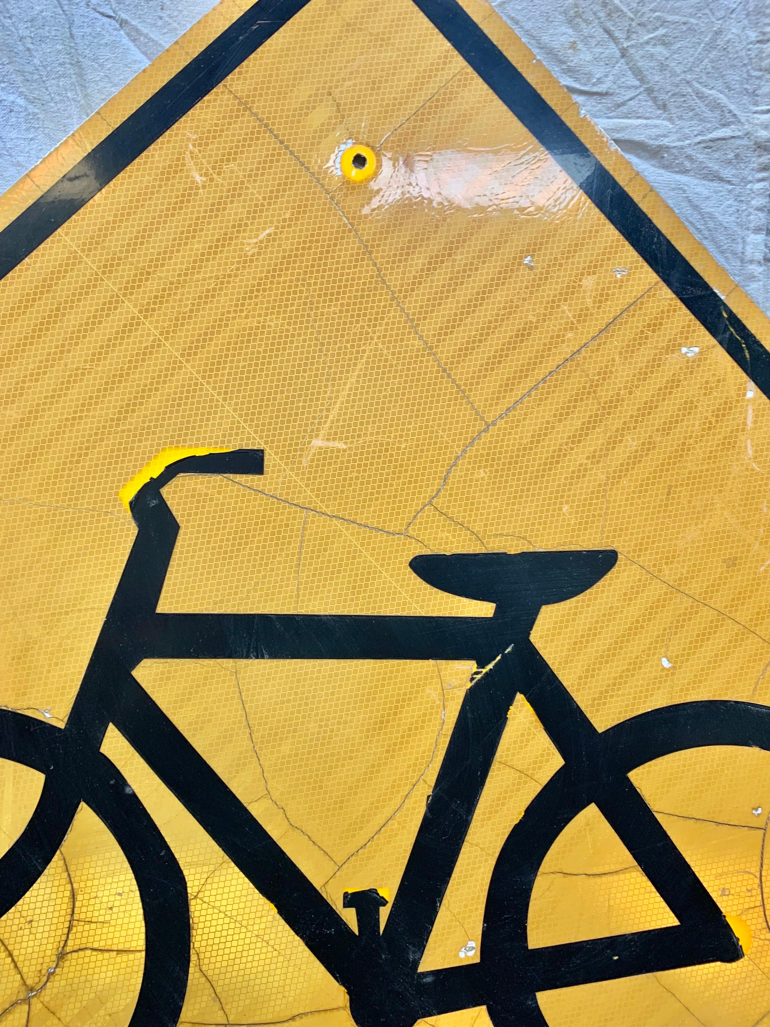20th Century Vintage Reflective Bicycle Road Sign For Sale