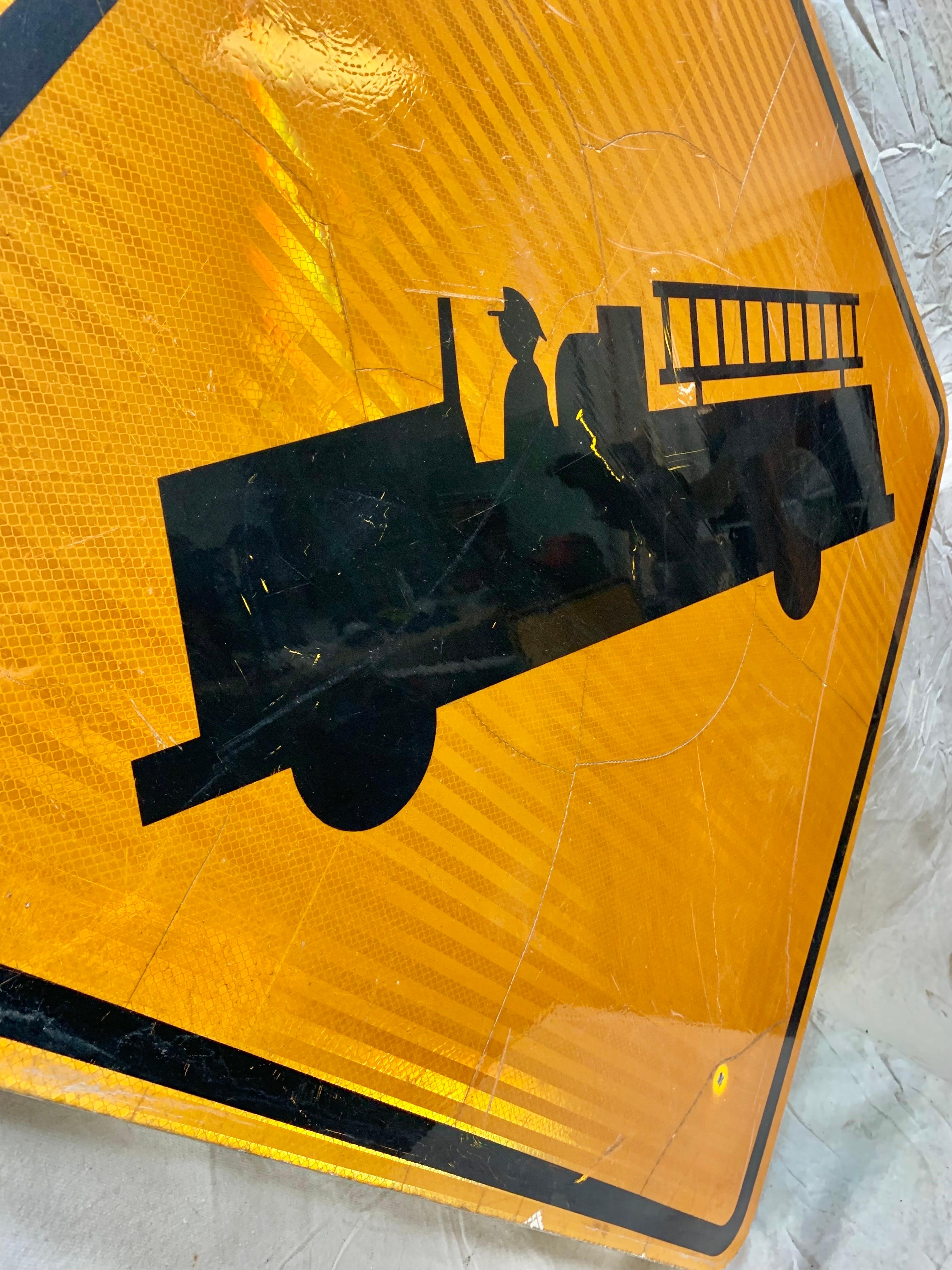 Vintage Reflective Firetruck Road Sign 1