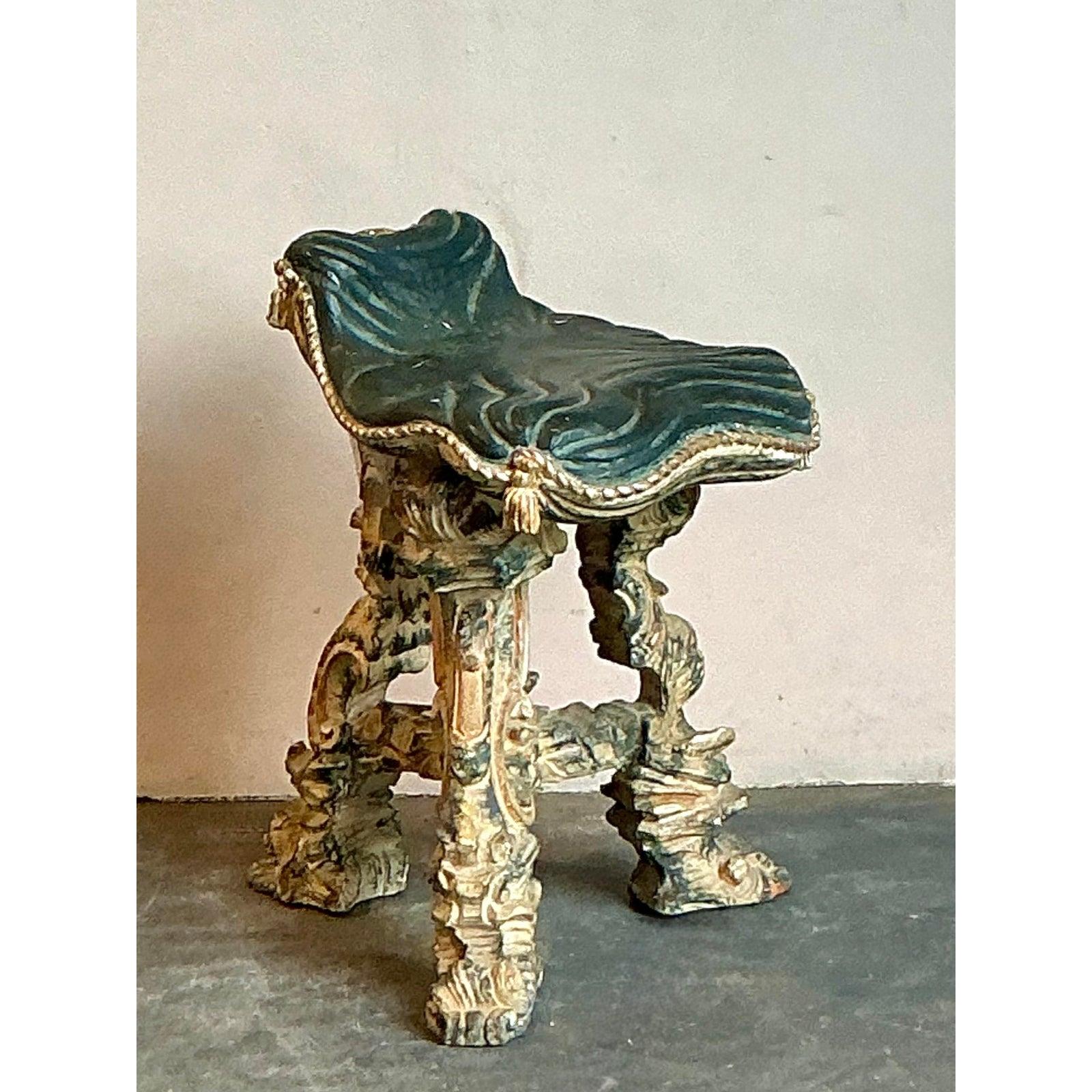 Vintage Regency 16th Century Carved Tassel Low Stool For Sale 4