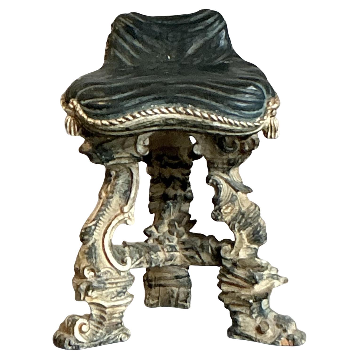 Vintage Regency 16th Century Carved Tassel Low Stool For Sale
