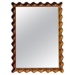 Vintage Regency 1950s Italian Carved Ruffle Mirror