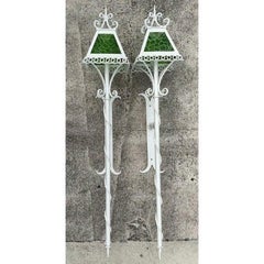 Vintage Regency 1950s Wrought Iron Light Sconces - A Pair