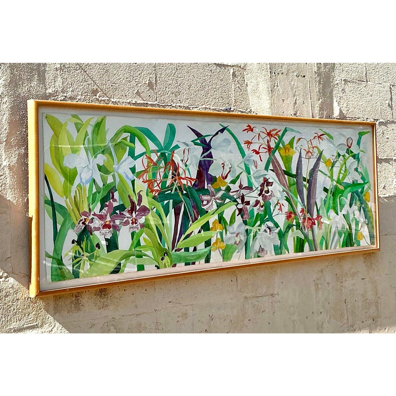Vintage Regency 1984 Monumental Original Blumen Aquarell auf Papier im Angebot 4