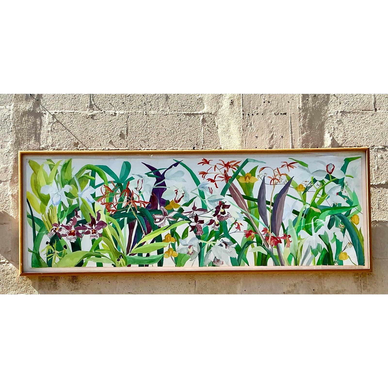 Vintage Regency 1984 Monumental Original Blumen Aquarell auf Papier im Angebot 5
