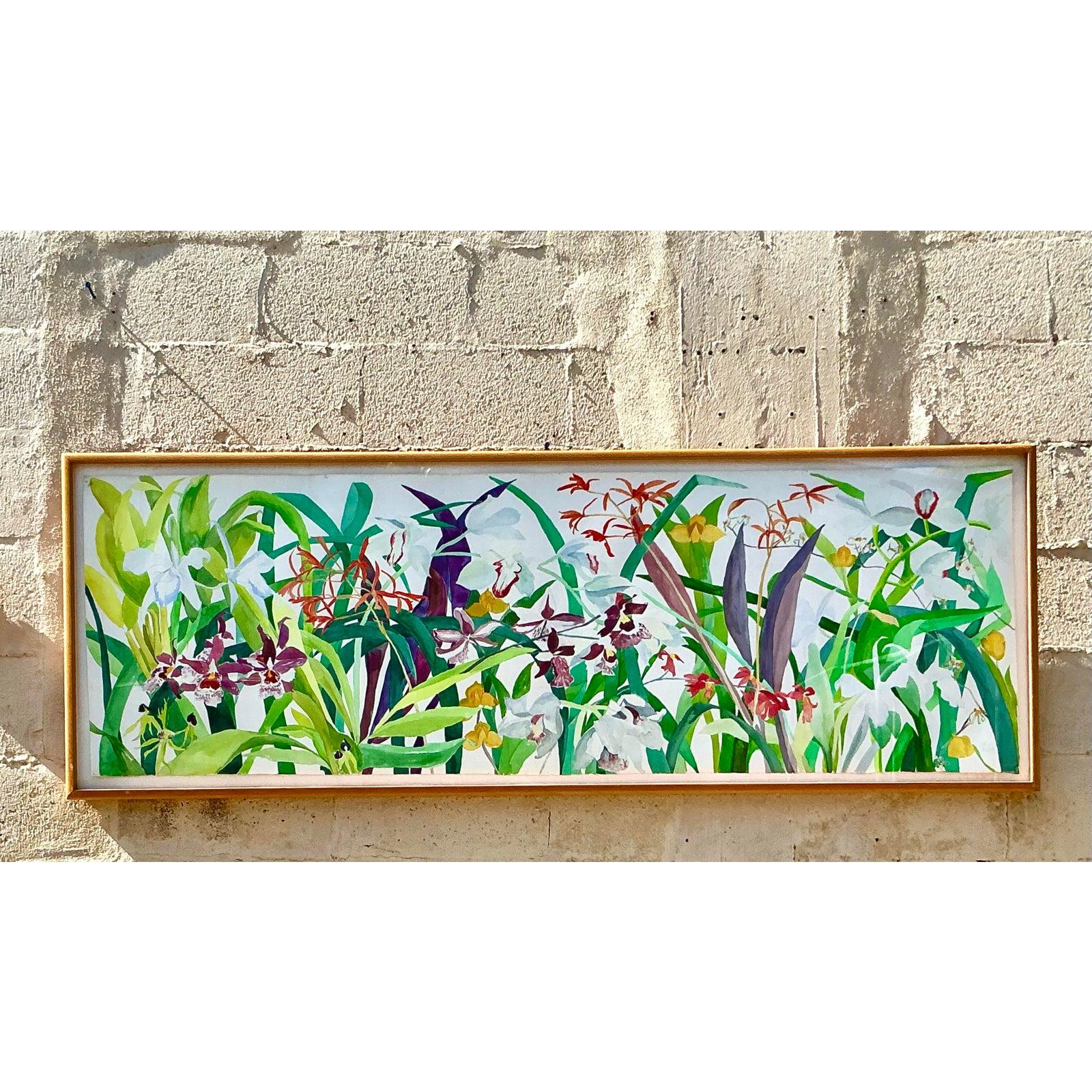 Vintage Regency 1984 Monumental Original Blumen Aquarell auf Papier im Angebot 6