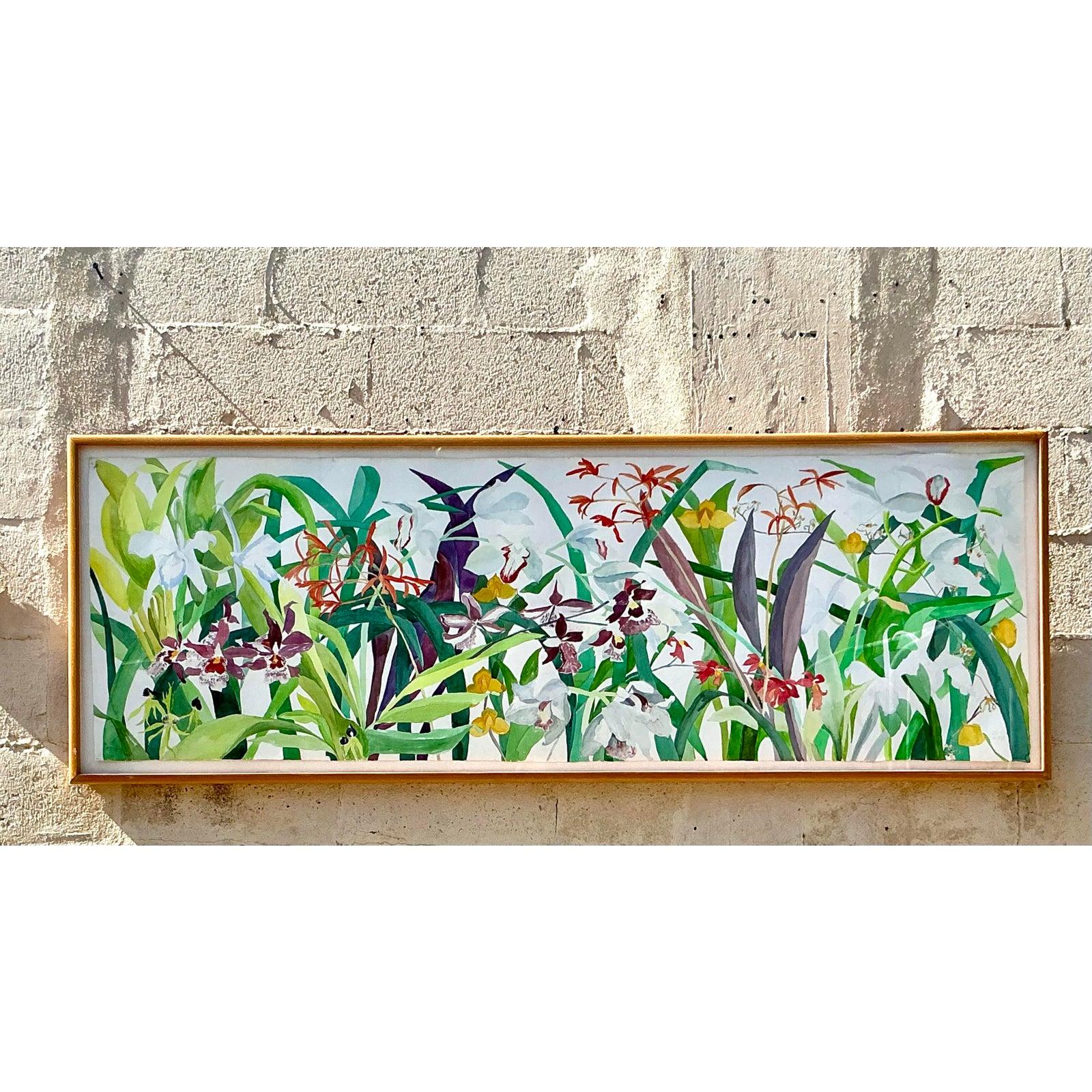Vintage Regency 1984 Monumental Original Blumen Aquarell auf Papier im Angebot 3