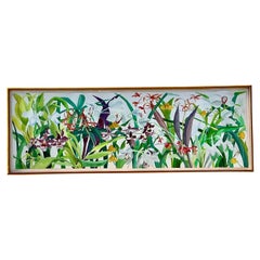 Vintage Regency 1984 Monumental Original Floral Watercolor on Paper