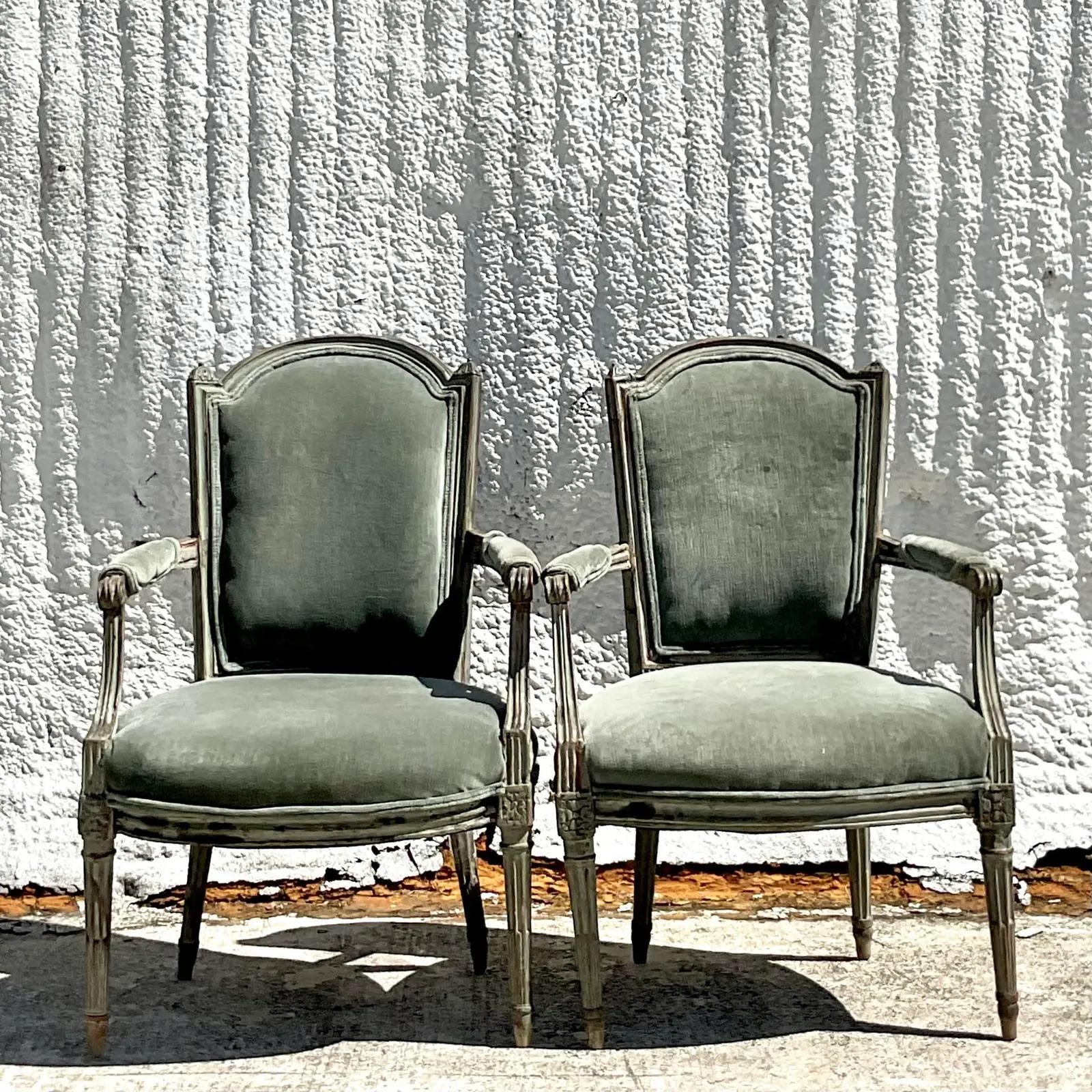 Vintage Regency 19th Century Bergere Chairs, a Pair 1