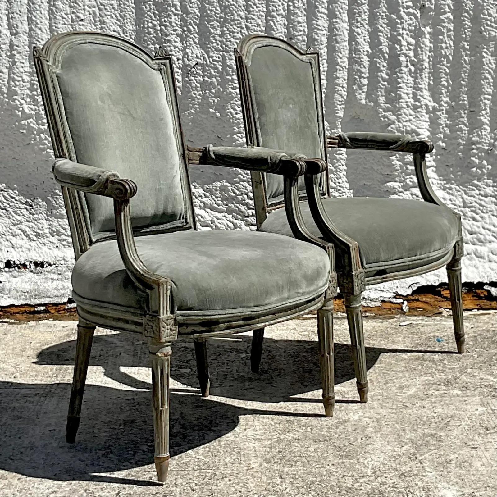 Vintage Regency 19th Century Bergere Chairs, a Pair 2