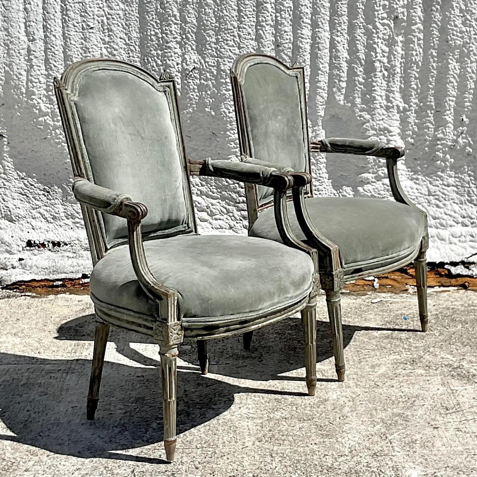 Vintage Regency 19th Century Bergere Chairs, a Pair 4