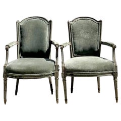 Vintage Regency 19th Century Bergere Chairs, a Pair