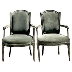 Antique Regency 19th Century Bergere Chairs, a Pair