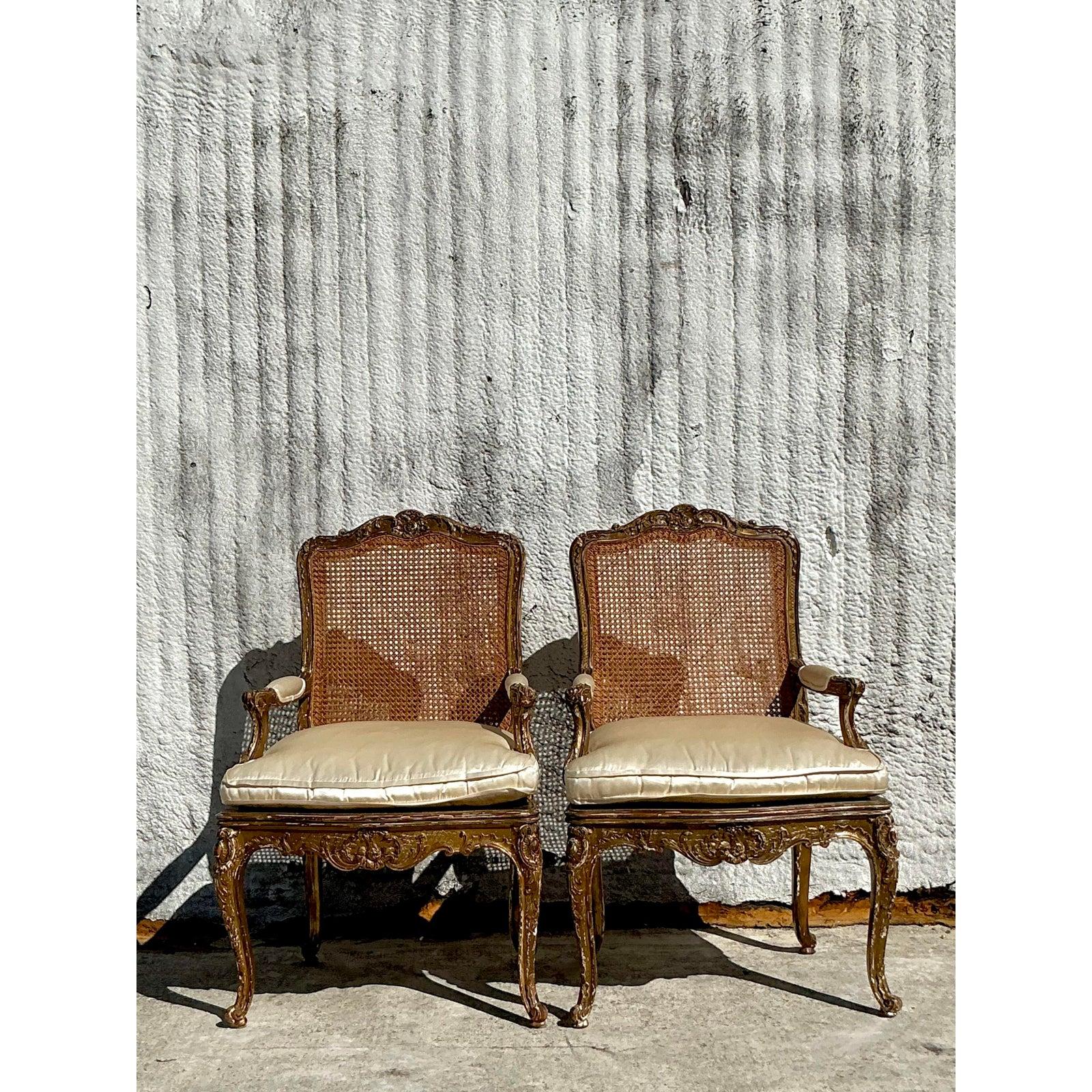 Sedie Fauteuil con schienale a canne, vintage Regency del XIX secolo - una coppia in vendita 5