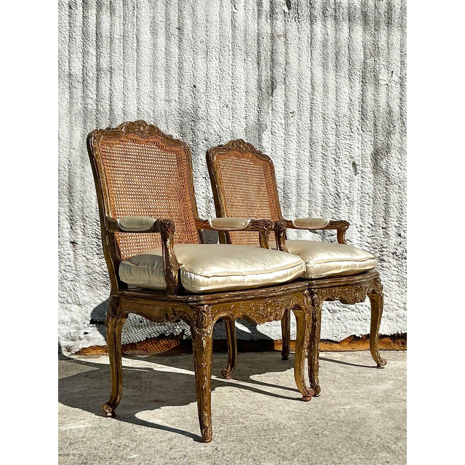 Sedie Fauteuil con schienale a canne, vintage Regency del XIX secolo - una coppia in vendita 2