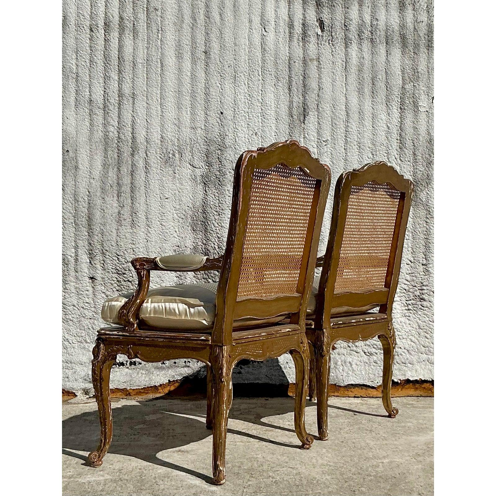Sedie Fauteuil con schienale a canne, vintage Regency del XIX secolo - una coppia in vendita 3