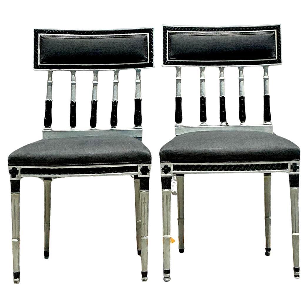 Vintage Regency 19th Century Gustavian Side Chairs - A Pair