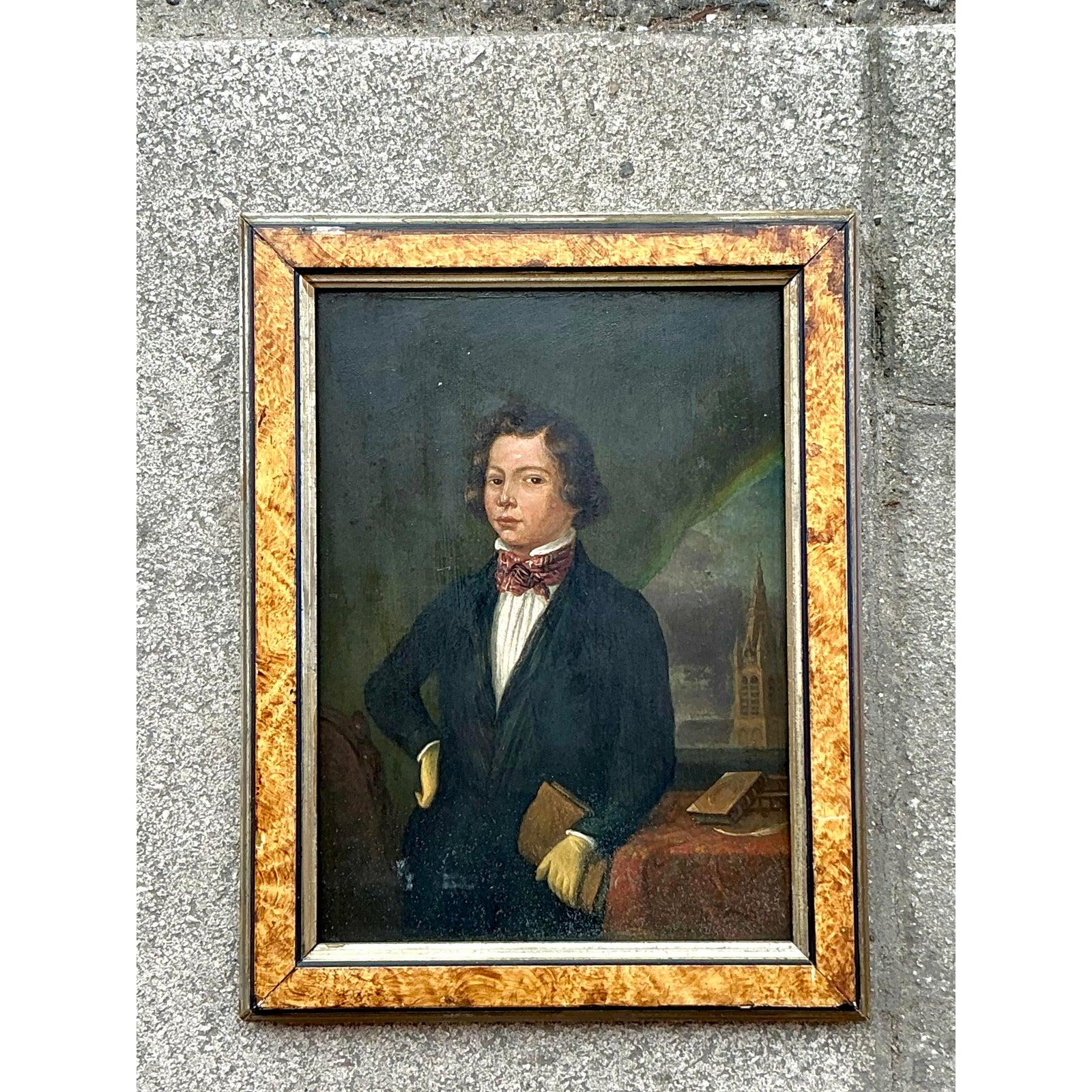 Originales Original-Ölgemälde-Porträt im Regency-Stil des 19. Jahrhunderts (Leinwand) im Angebot