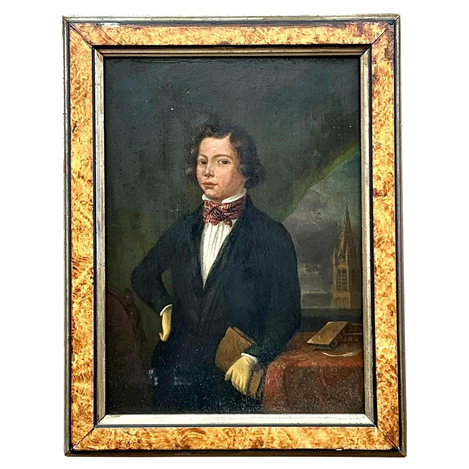 Vintage Regency 19th Century Original Oil Portrait