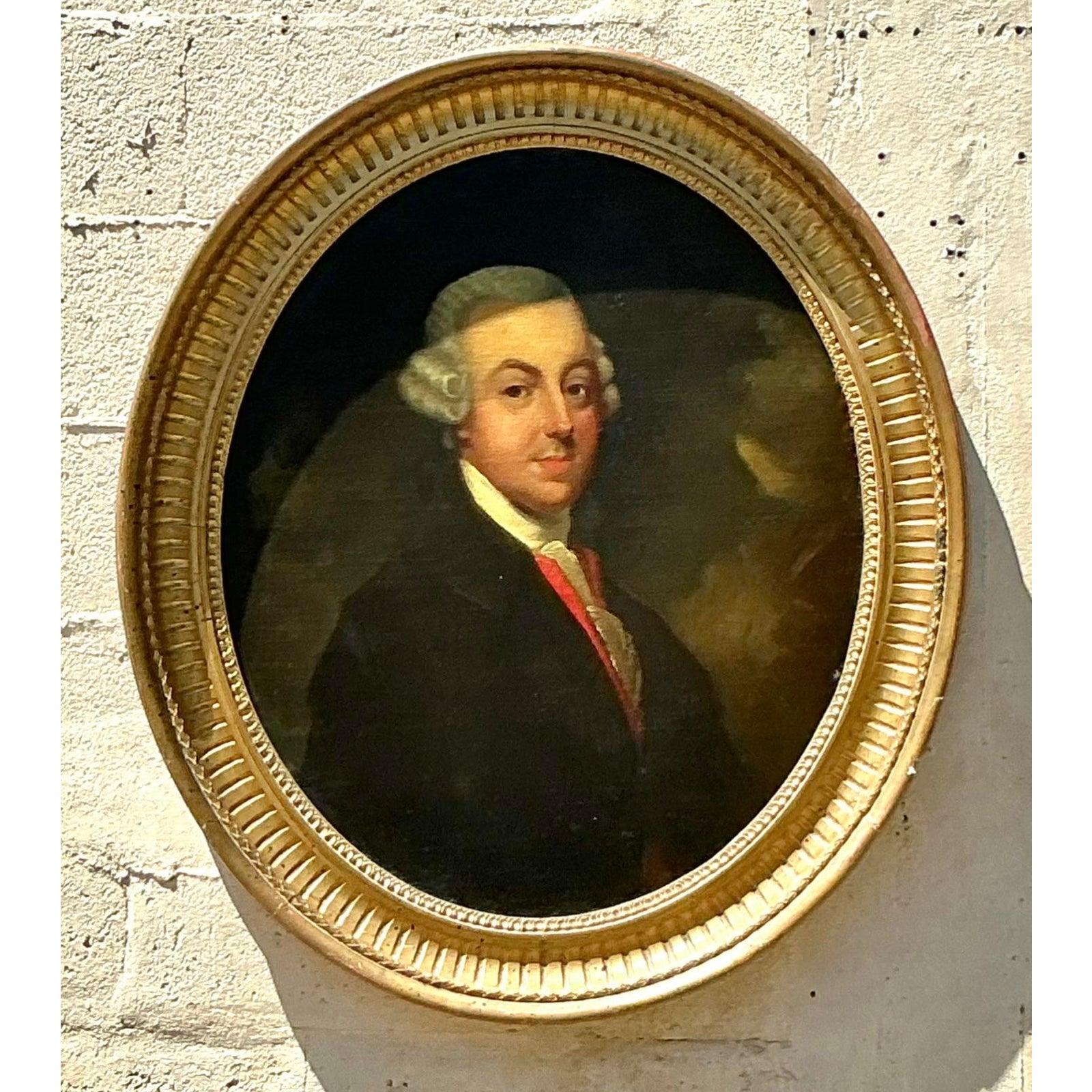 Vintage Regency 19. Jahrhundert Oval Porträt eines Gentleman (Britisch) im Angebot