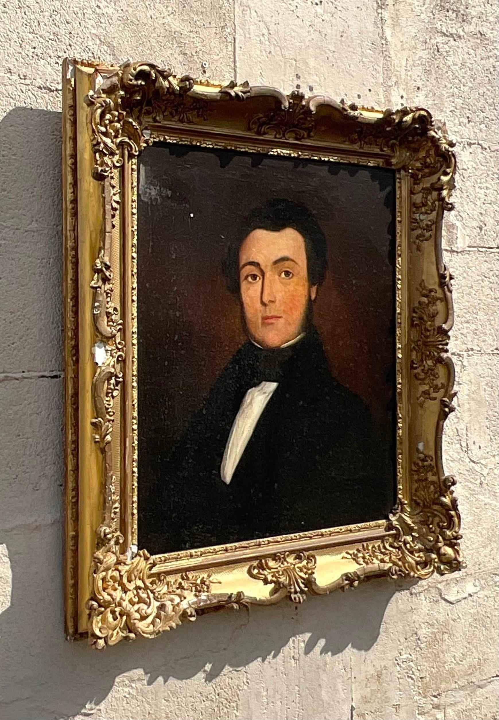 Vintage Regency-Porträt eines Gentleman im Regency-Stil des 19. Jahrhunderts im Zustand „Gut“ im Angebot in west palm beach, FL