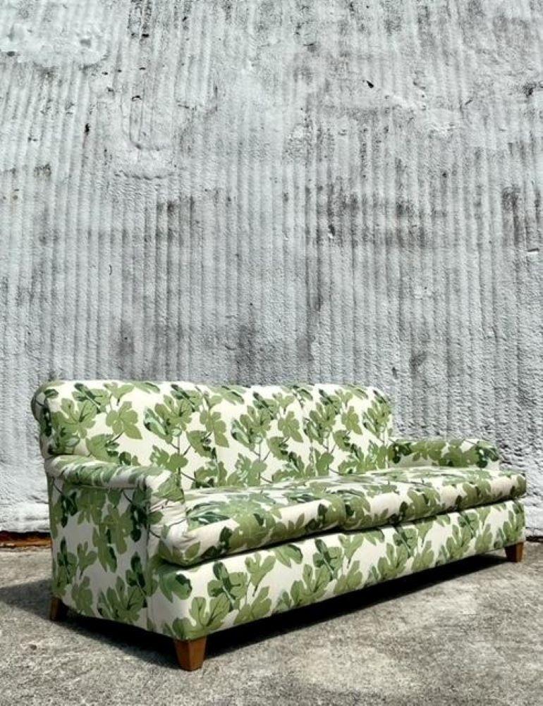 American Vintage Regency 3 Seat Sofa Covered in Peter Dunham “Fig Leaf”