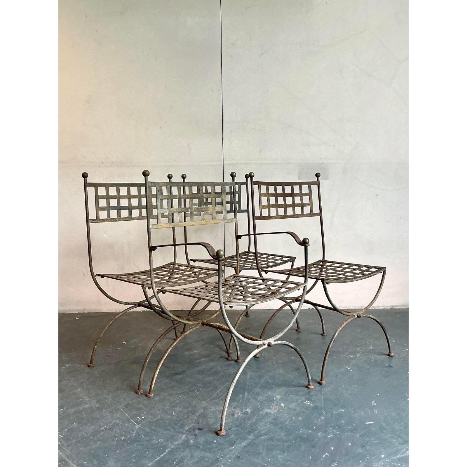 Sedie da pranzo vintage in ferro battuto 